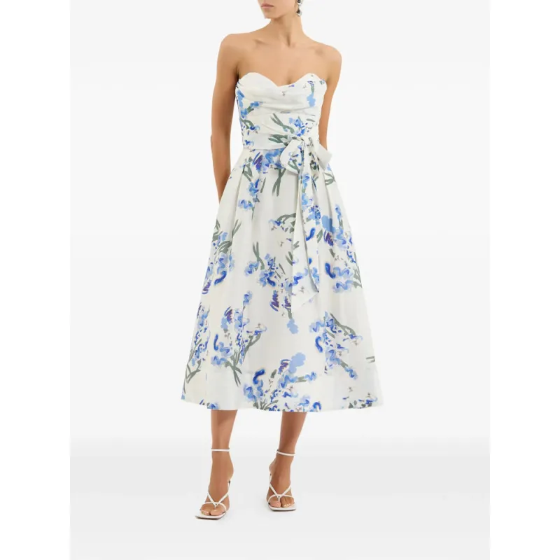 Sleeveless Bustier Dress White/Blue made by Rebecca Vallance
