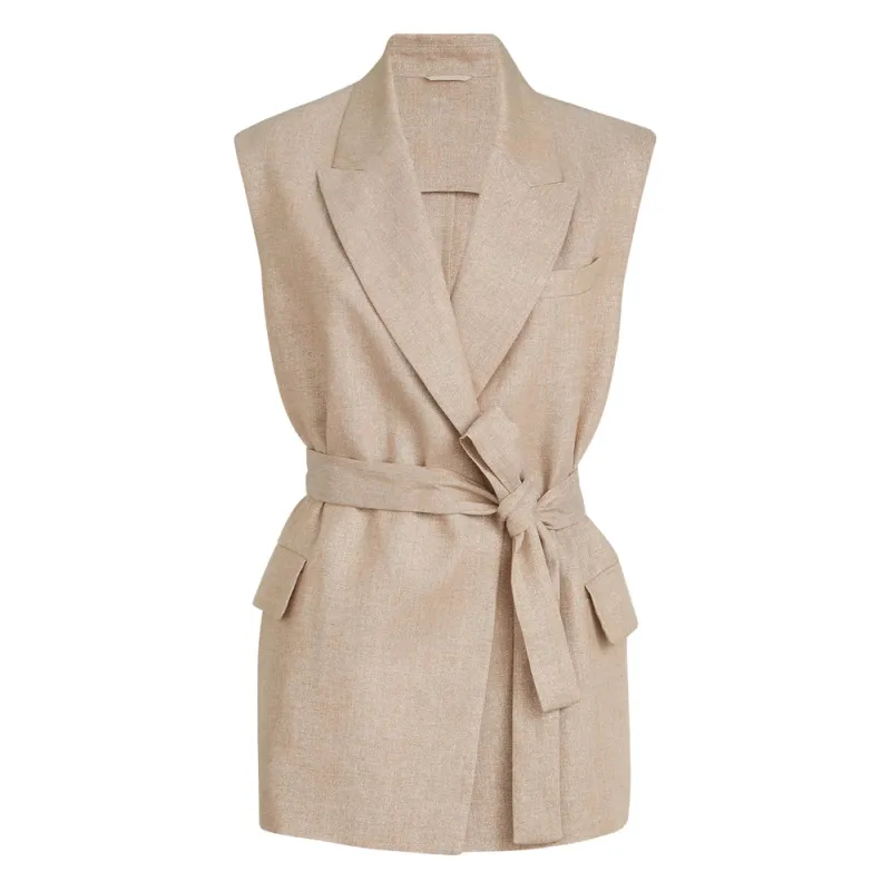 Linen Waistcoat Neutrals made by Brunello Cucinelli