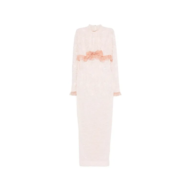 Pink Lace Dress with Bow Detail made by Alessandra Rich