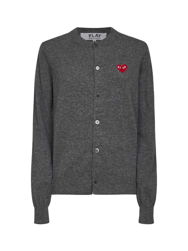Cardigan Grey Wool Red Heart Emblem made by Comme des Garcons