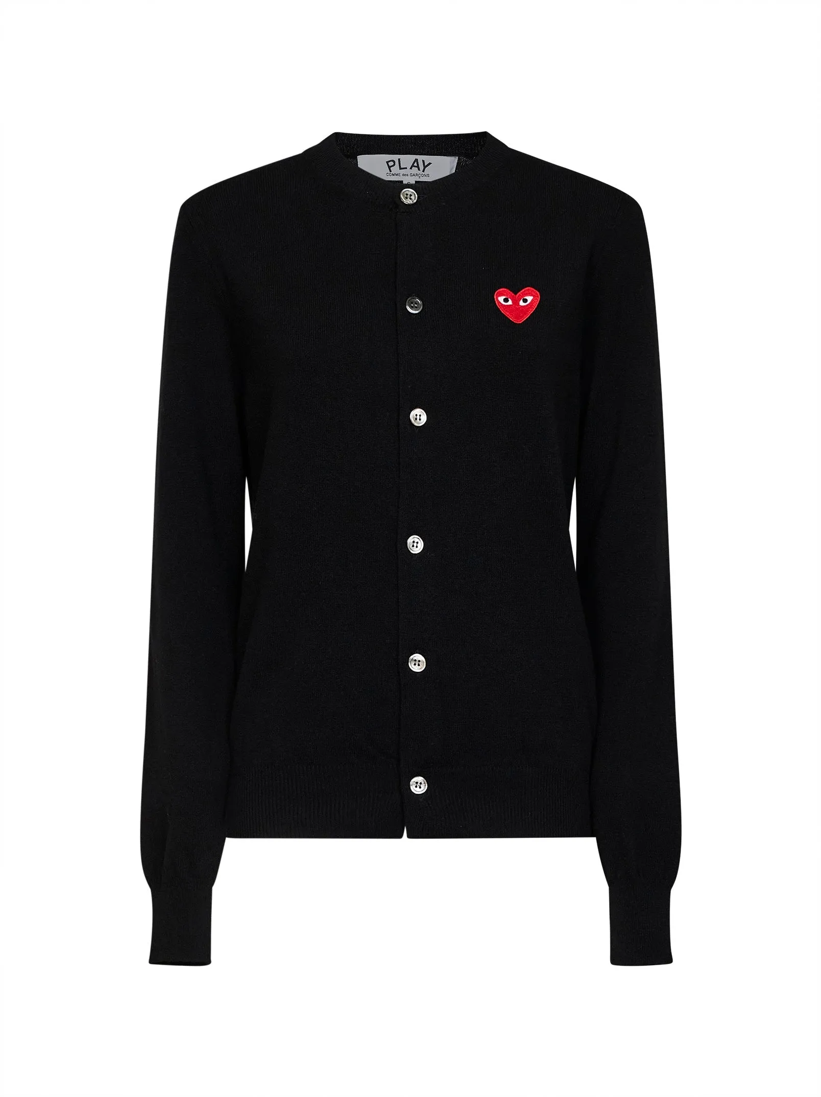 Cardigan with Red Heart Emblem Black Wool sold by Lord & Taylor