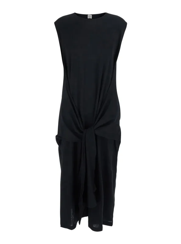 Long Jersey Dress Tie-Waist Black made by Toteme