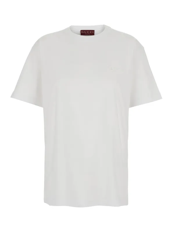 Crew Neck T-Shirt White Cotton made by Gucci