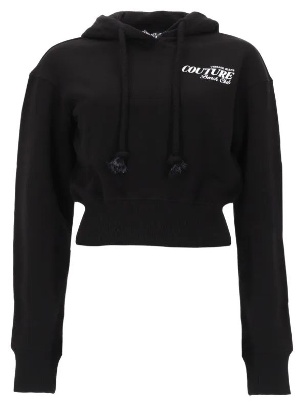 Cropped Sweatshirt with Logo Black made by Versace