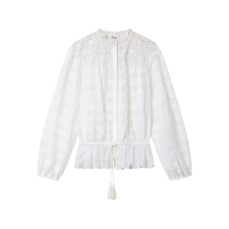 Embroidered Collar Blouse with Ruffled Hem made by Lord & Taylor