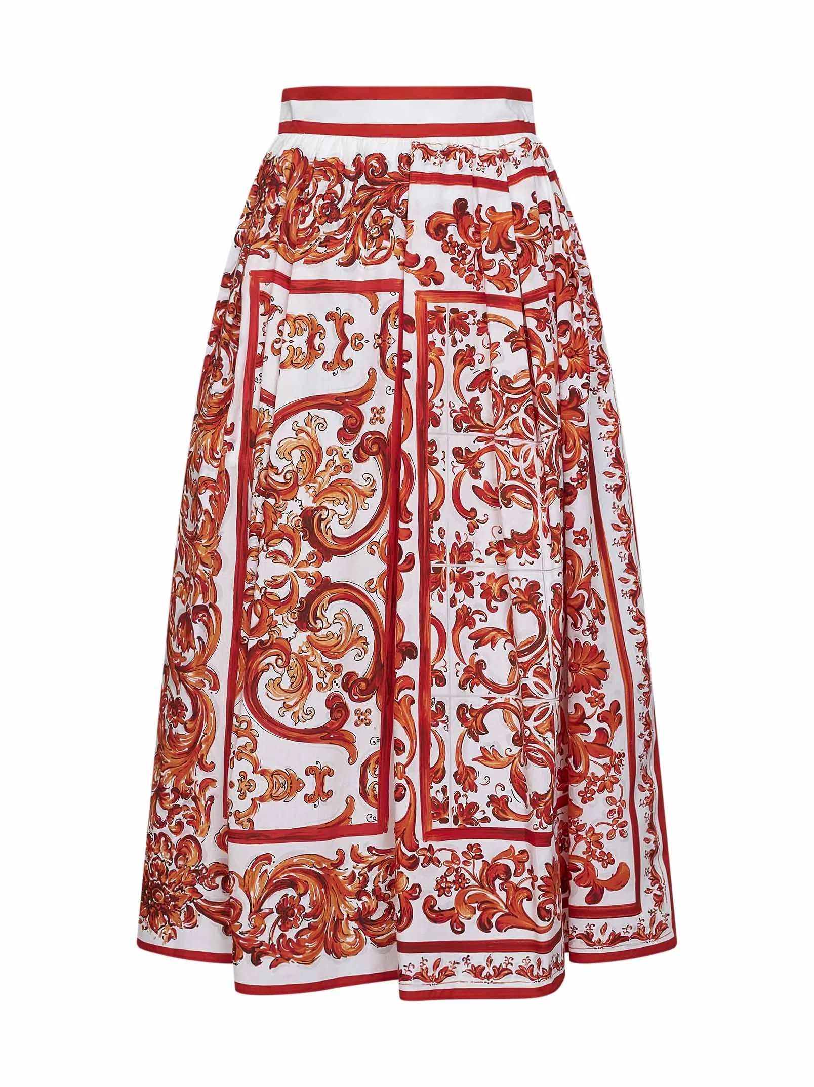 Pleated Poplin Skirt, Multicolour Maiolica Print sold by Lord & Taylor