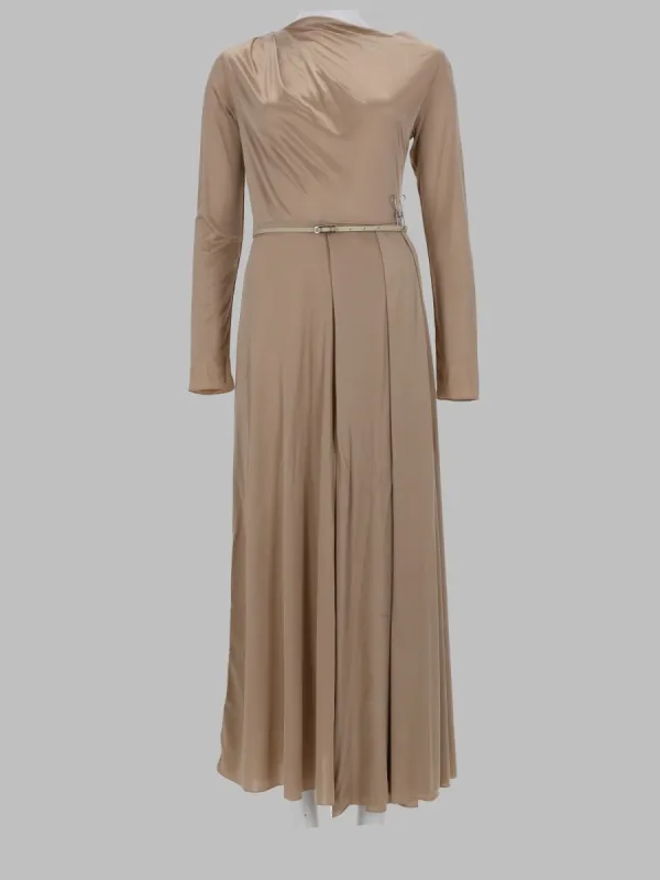 Draped Belted Dress Beige made by Fabiana Filippi