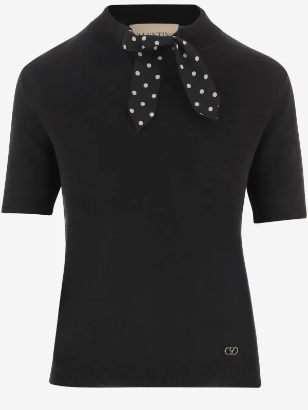 Knitted Top with Scarf Detail, Black made by Valentino