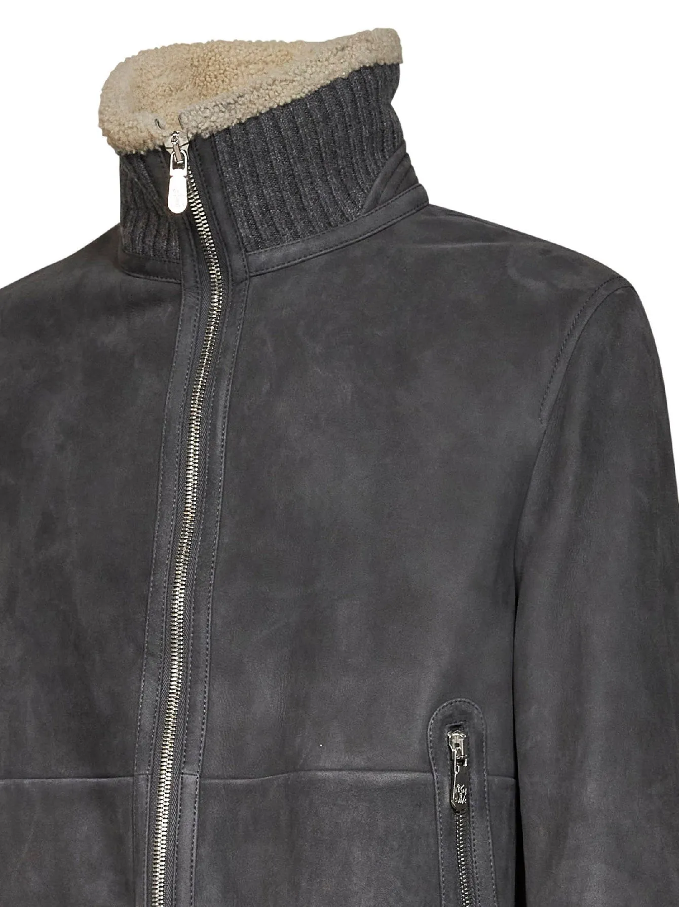 Sheepskin Bomber Jacket Steel Grey sold by Lord & Taylor product image thumbnail 3