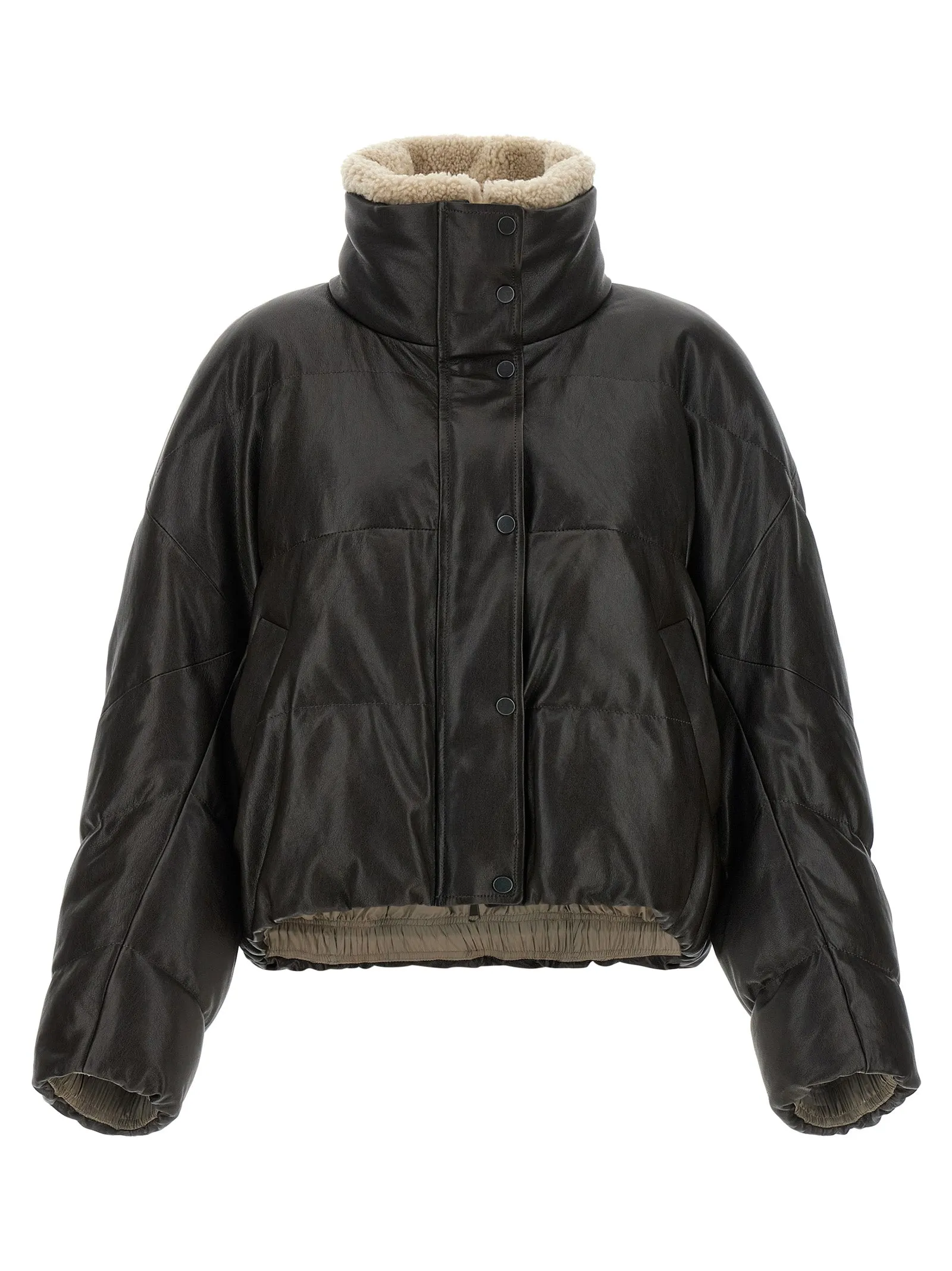 Padded leather jacket sold by Lord & Taylor