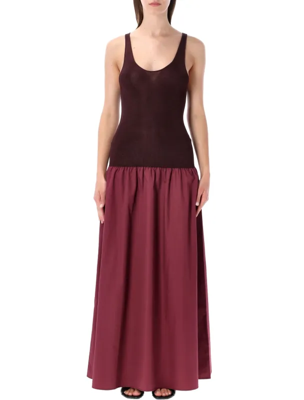 THE FRANKIE SHOP ILIYA DROP WAIST MAXI DRESS BURGUNDY made by Frankie Shop