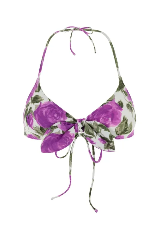 PRINTED STRETCH NYLON BIKINI TOP made by Chloe