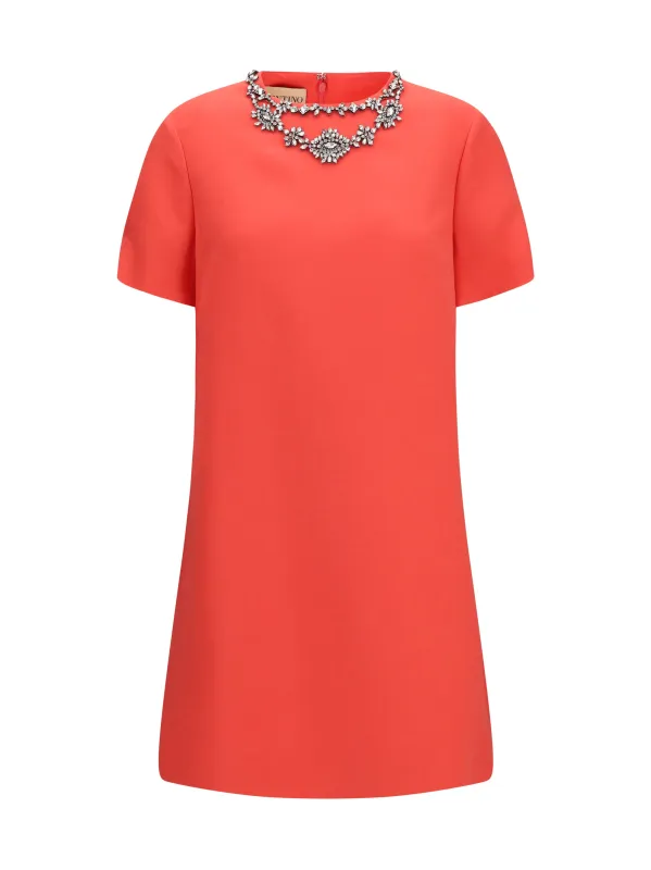 Dress Crew-Neck Coral Pink/Silver made by Valentino