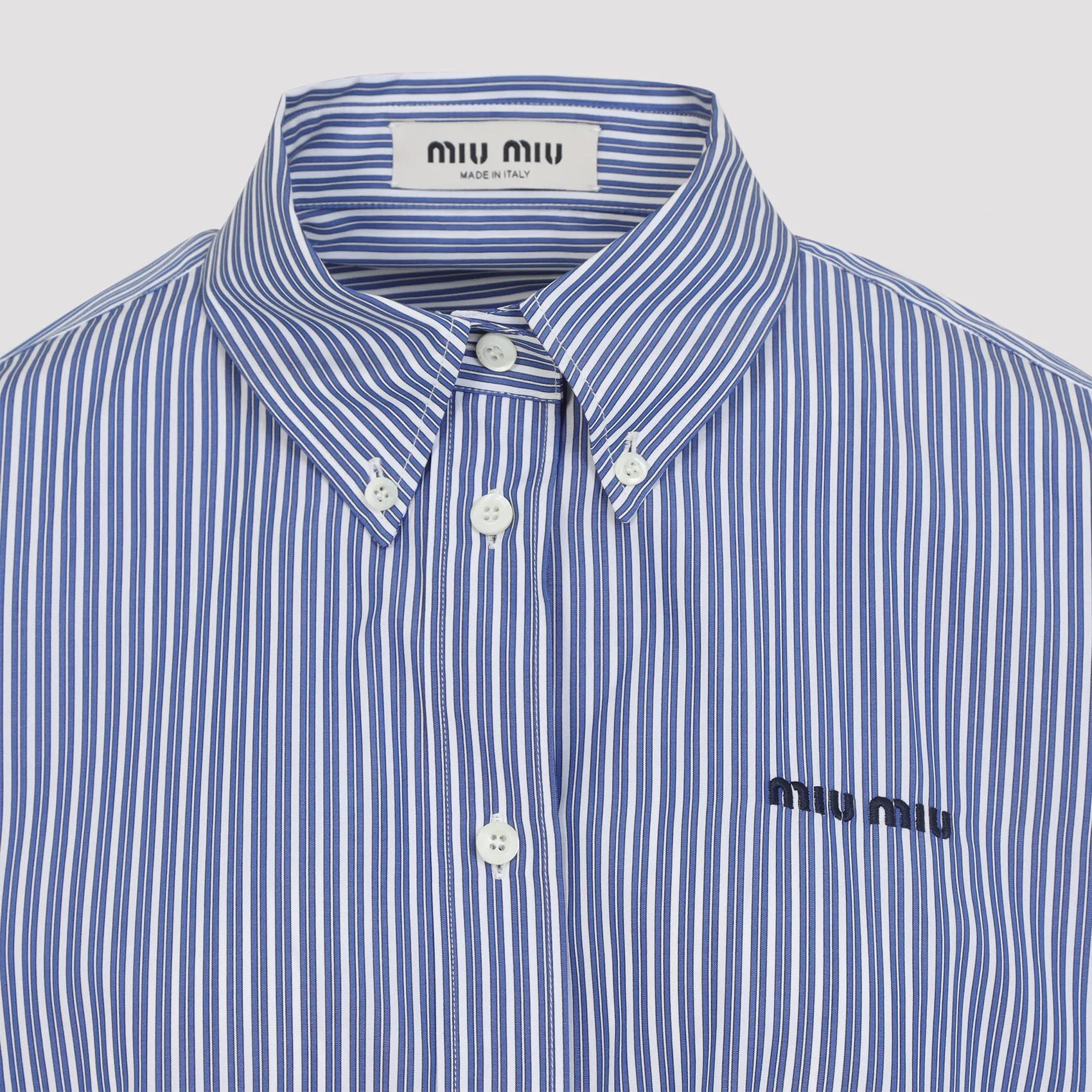 WHITE AND COBALT STRIPED CROPPED SHIRT sold by Lord & Taylor product image thumbnail 4