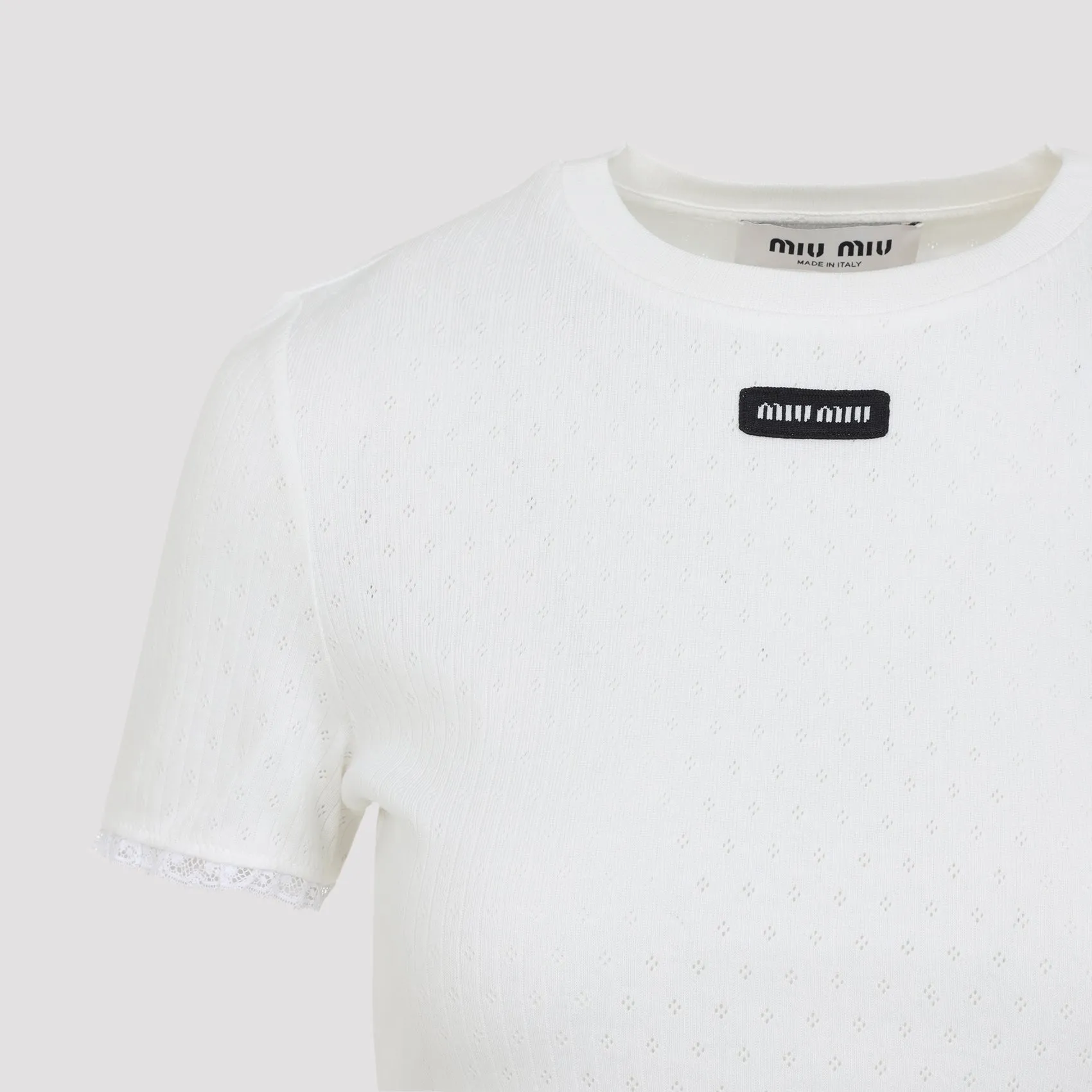 Miu Miu Cotton T-Shirt, White with Logo Patch sold by Lord & Taylor product image thumbnail 5