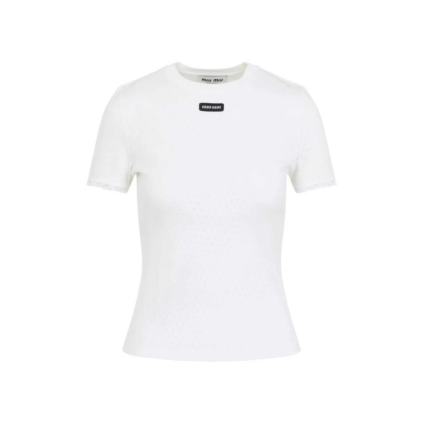 Miu Miu Cotton T-Shirt, White with Logo Patch sold by Lord & Taylor product image thumbnail 2