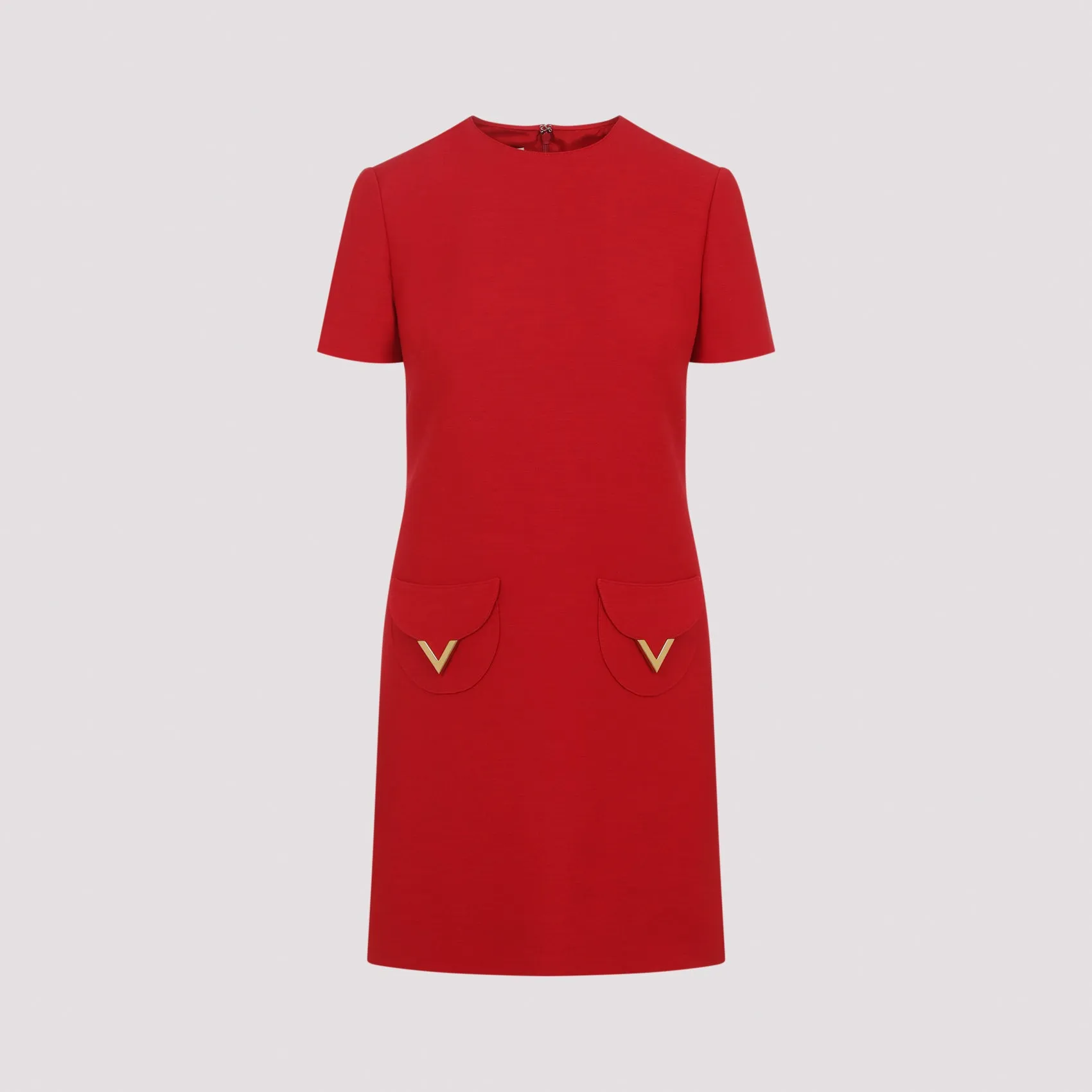 Valentino Wool Mini Dress, Red with Gold Vlogo sold by Lord & Taylor