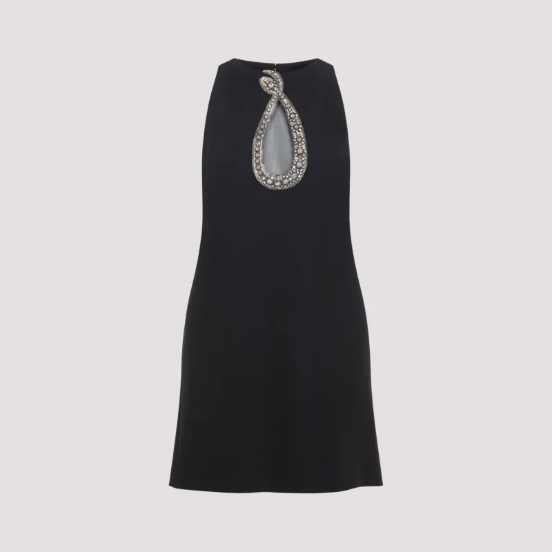 Valentino Mini Dress, Black with Crystal Embellishment made by Valentino