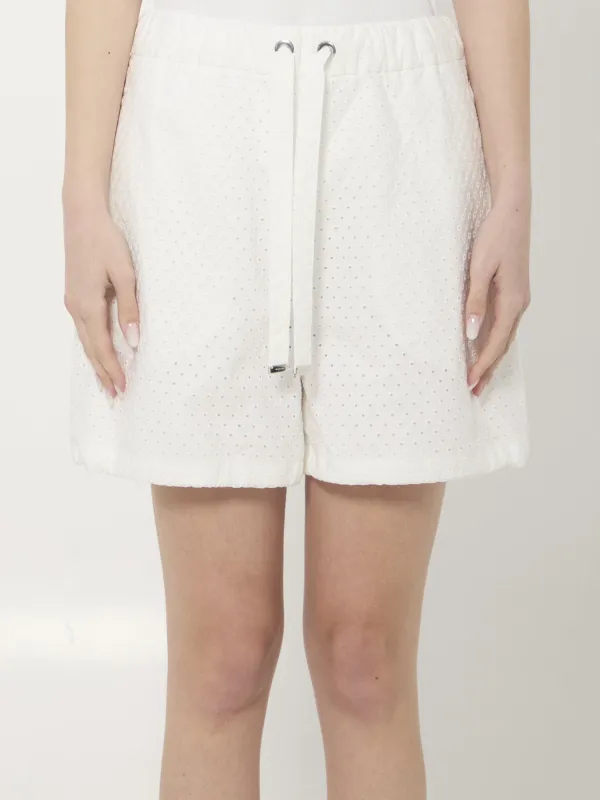 Moncler Cotton Poplin Shorts, White San Gallo made by Moncler