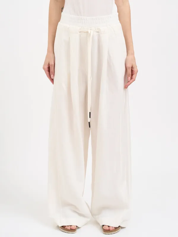 WIDE-LEG PANTS IN VISCOSE AND LINEN made by Andrea Ya'aqov