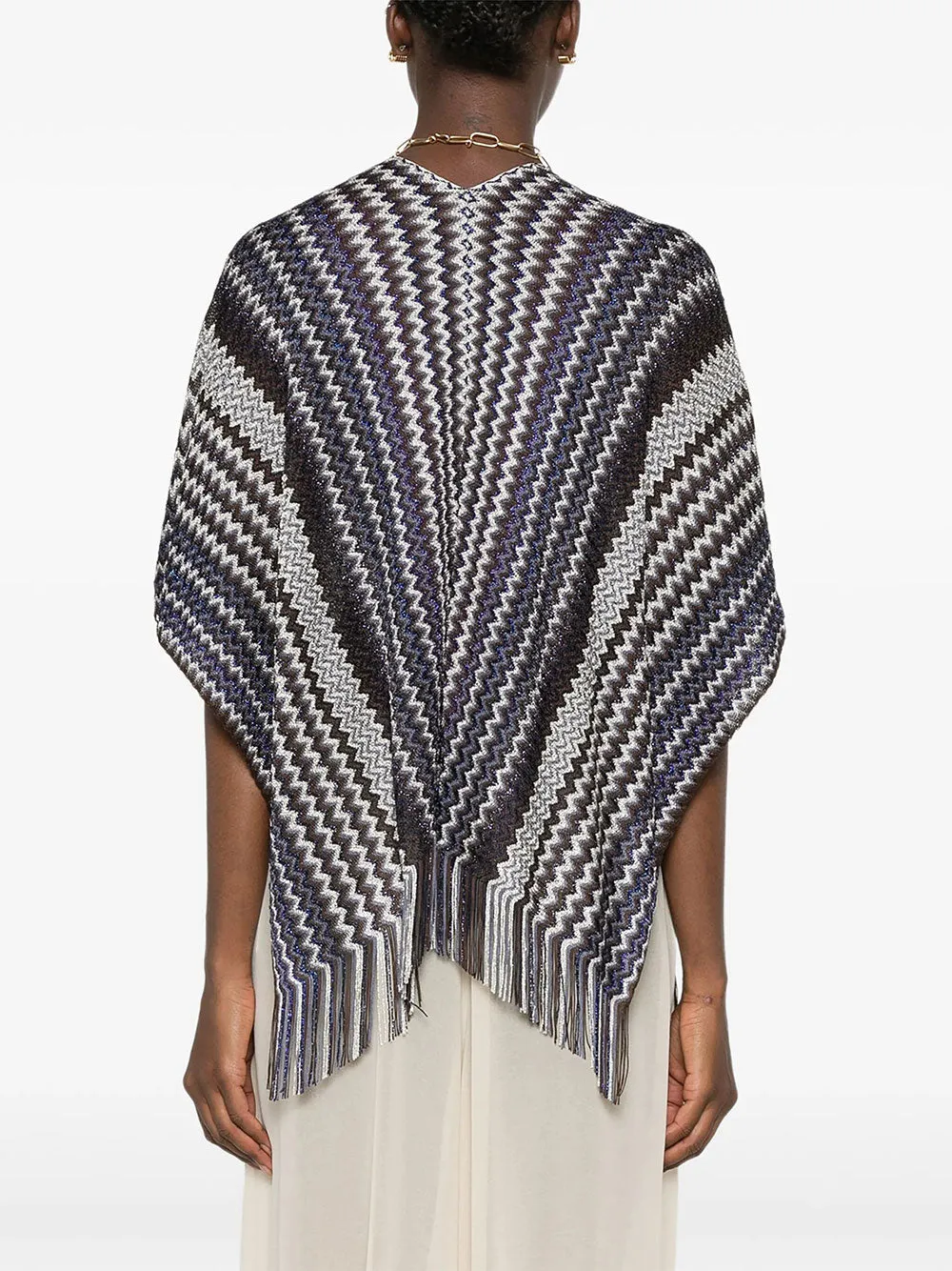 ZIG-ZAG VISCOSE FRINGED PONCHO sold by Lord & Taylor product image thumbnail 3