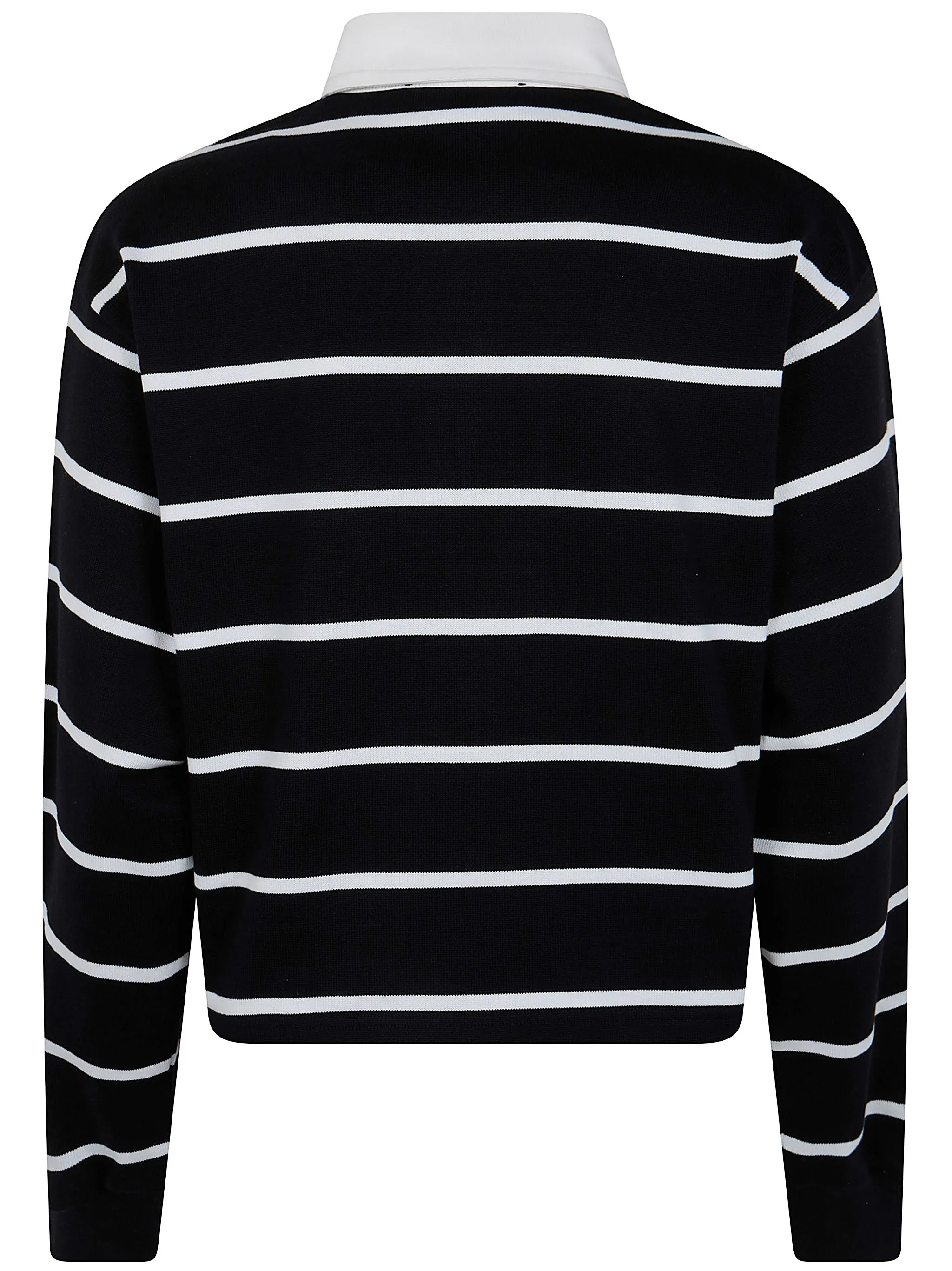 " SCRIPT" STRIPE CROP LONG SLEEVES POLO SHIRT sold by Lord & Taylor product image thumbnail 2