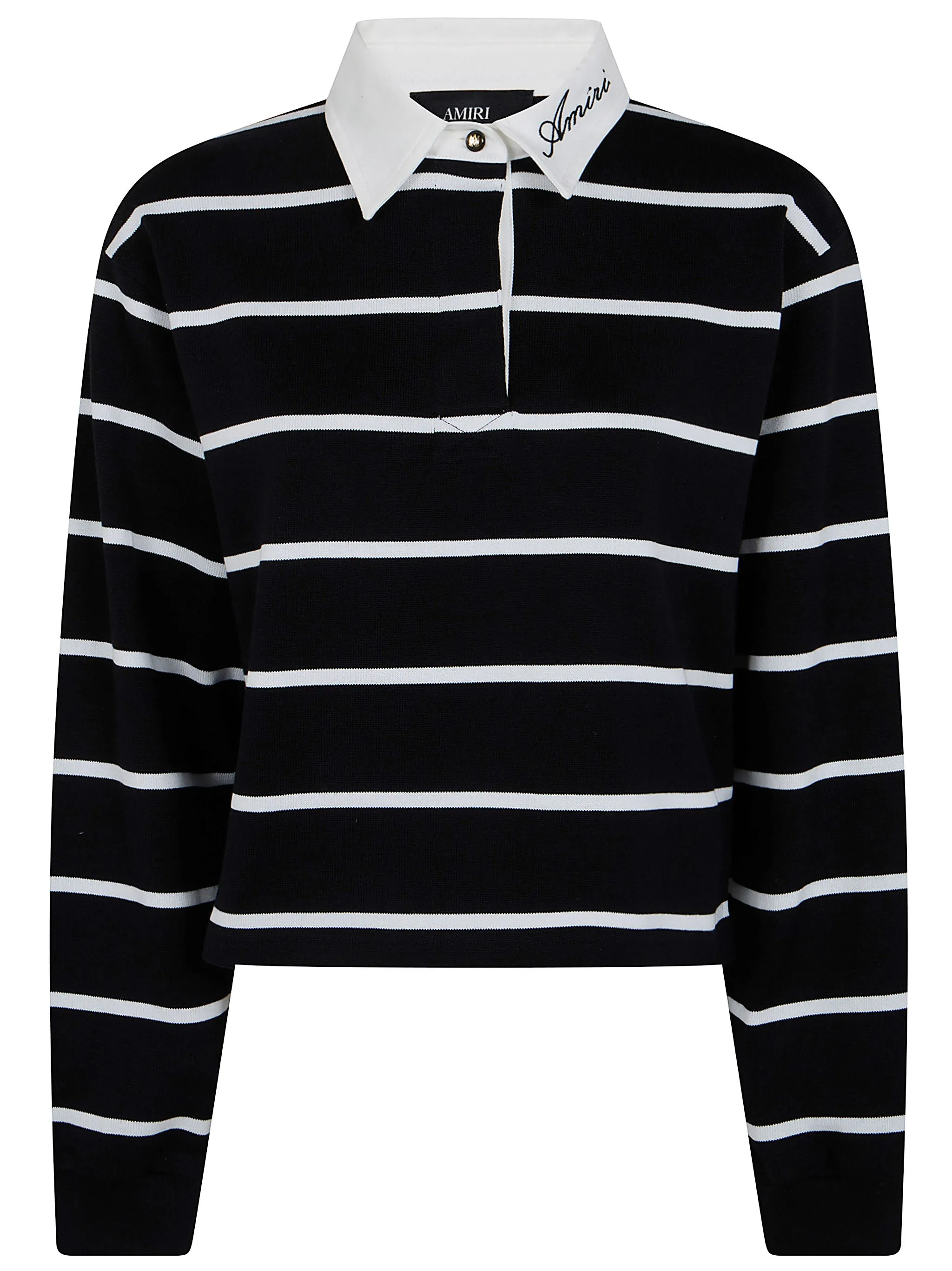 " SCRIPT" STRIPE CROP LONG SLEEVES POLO SHIRT sold by Lord & Taylor