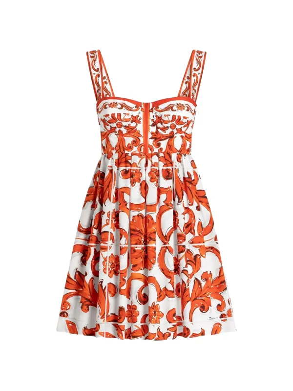 MAJOLICA-PRINT POPLIN SHORT DRESS made by Dolce & Gabanna