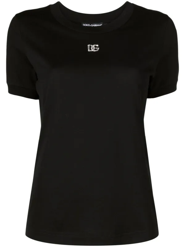 T-SHIRT WITH CRYSTAL DG LOGO made by Dolce & Gabanna