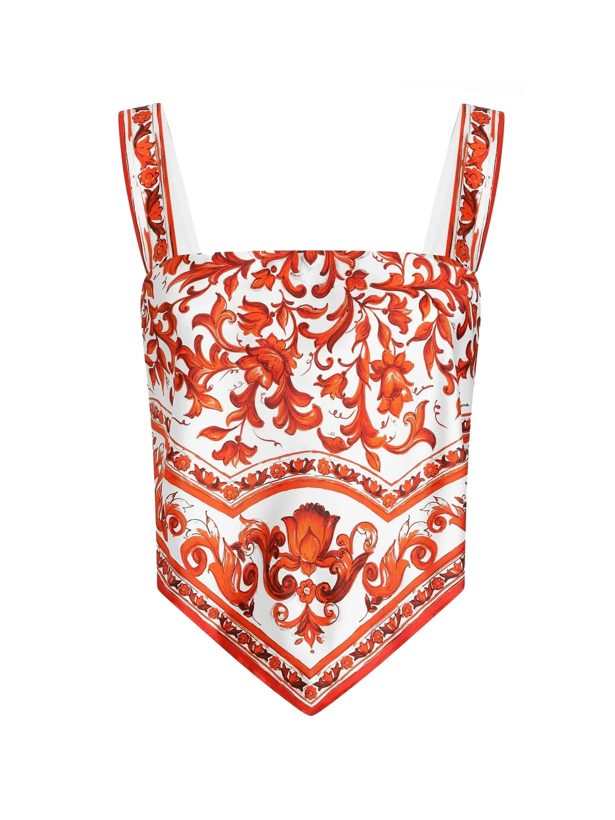 MAJOLICA-PRINT SILK TWILL BUSTIER TOP sold by Lord & Taylor