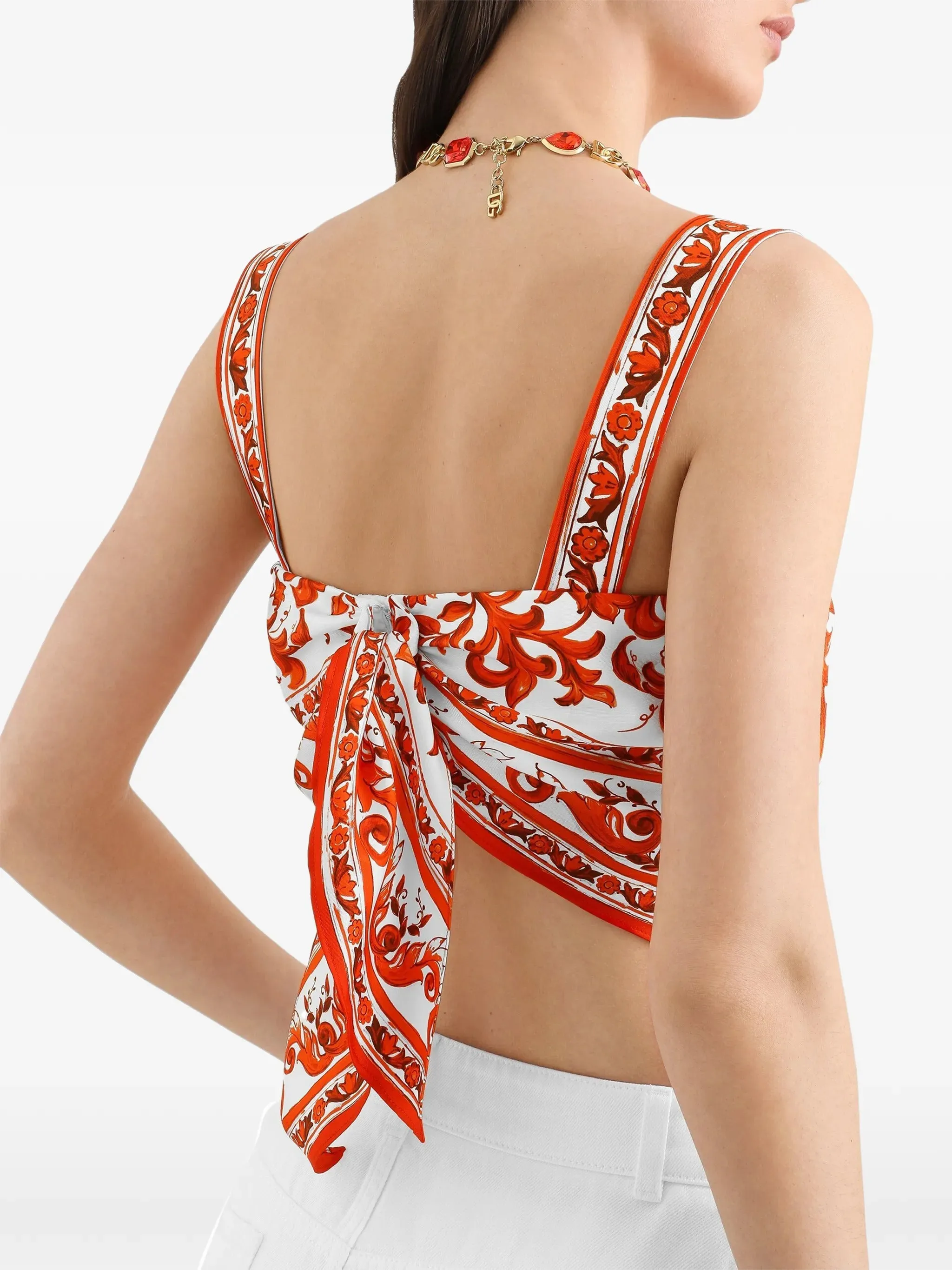 MAJOLICA-PRINT SILK TWILL BUSTIER TOP sold by Lord & Taylor product image thumbnail 5