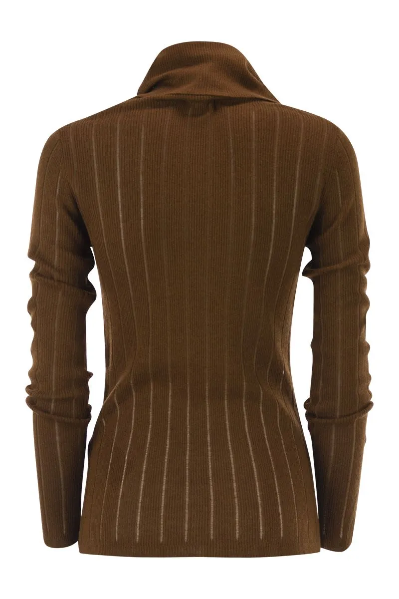 MSTBADESSE – FITTED SILK AND WOOL RIBBED TURTLENECK sold by Lord & Taylor product image thumbnail 2