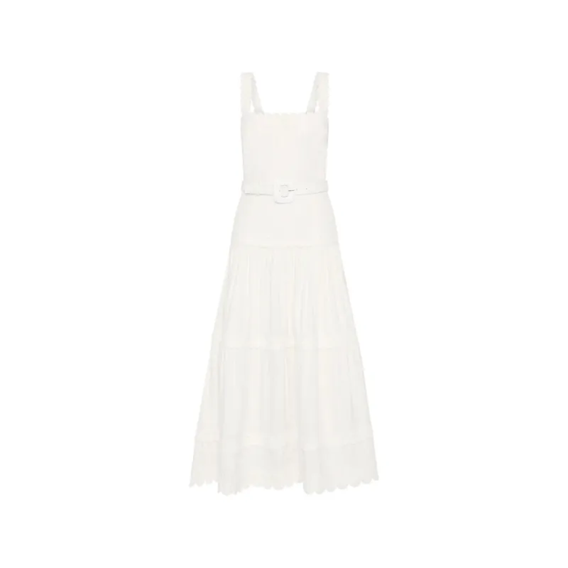 Dress in Ivory Linen-Blend made by Rebecca Vallance