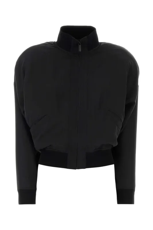 BLACK SILK BOMBER JACKET made by Gucci