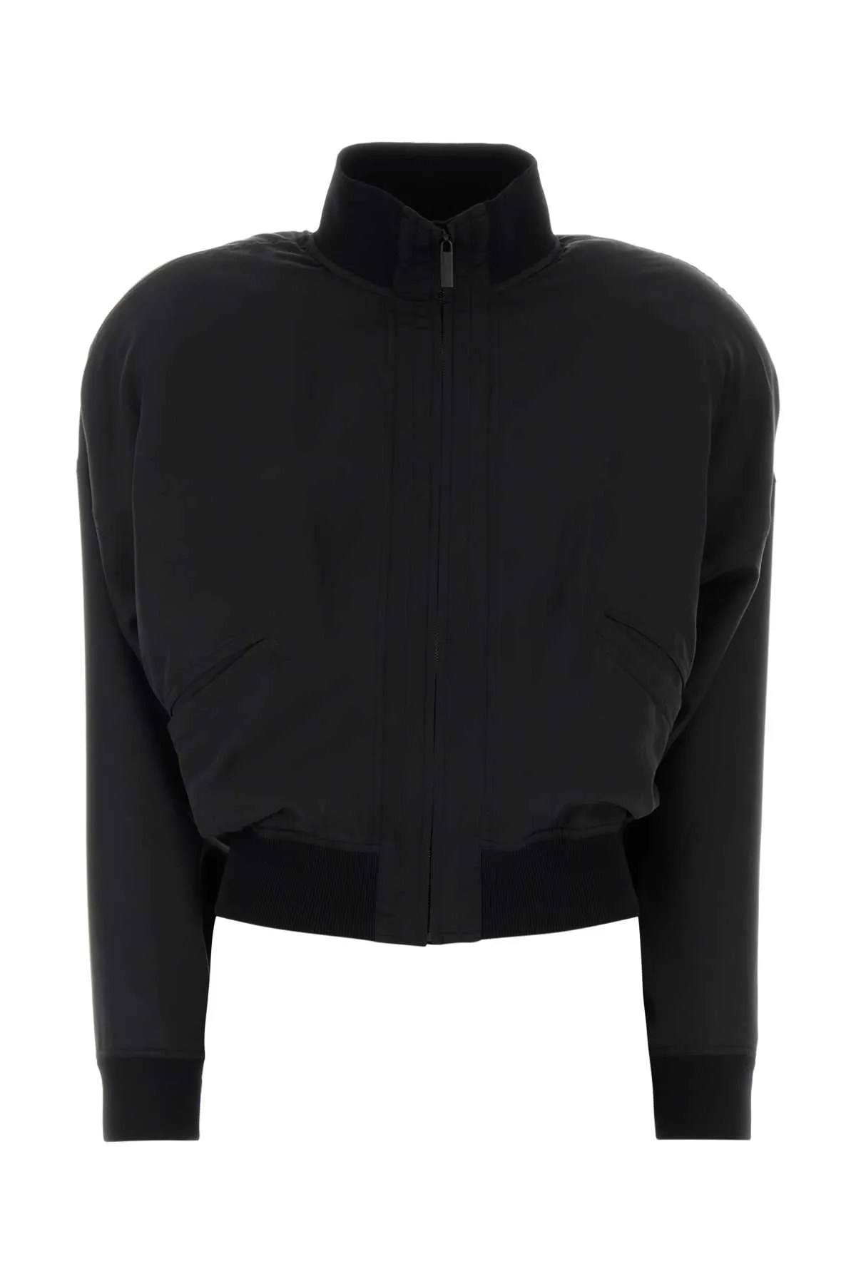 BLACK SILK BOMBER JACKET sold by Lord & Taylor