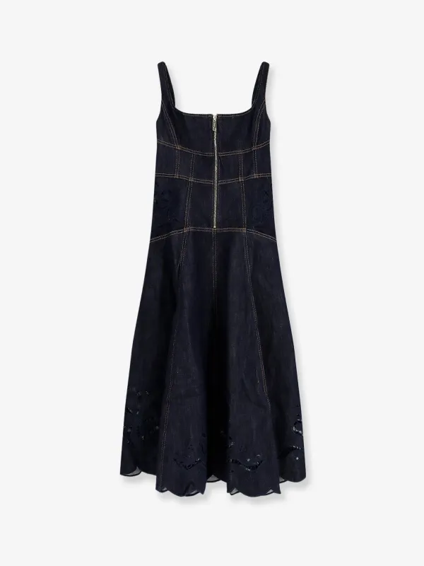 Dress Midi Denim Blue made by Self-Portrait