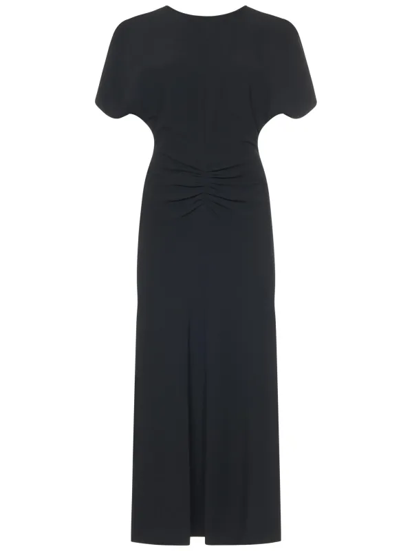 Midi Dress Gathered Waist Black made by Victoria Beckham