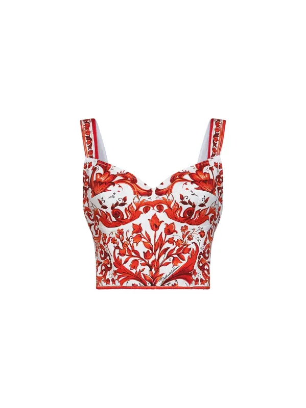 Bustier Top Maiolica-Print Multicolour made by Dolce & Gabanna