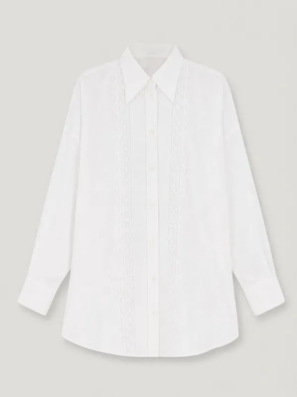 Dolce & Gabbana Cotton Shirt, White with Lace Trim made by Dolce & Gabanna