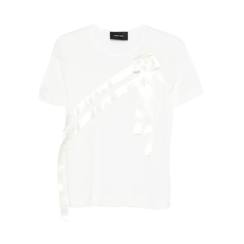 Sash Bow T-Shirt with Round Neck made by Simone Rocha