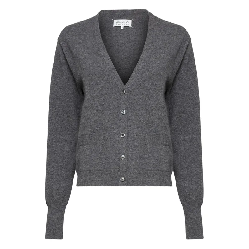 Grey V-Neck Sweater with Pockets made by Maison Margiela