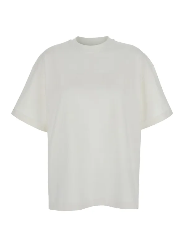 White Crewneck T-Shirt with Logo Print made by Jil Sander