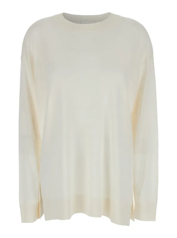 White Long-Sleeved Crewneck Sweater made by P.A.R.O.S.H.