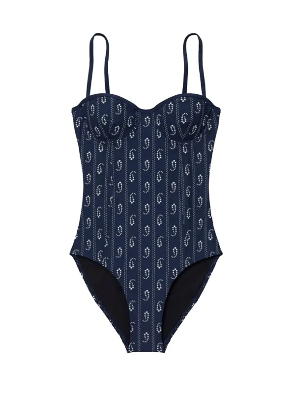 One Piece Swimsuit with Paisley Print made by Tory Burch