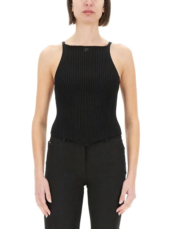 Ribbed Tank Top in Black made by Courreges