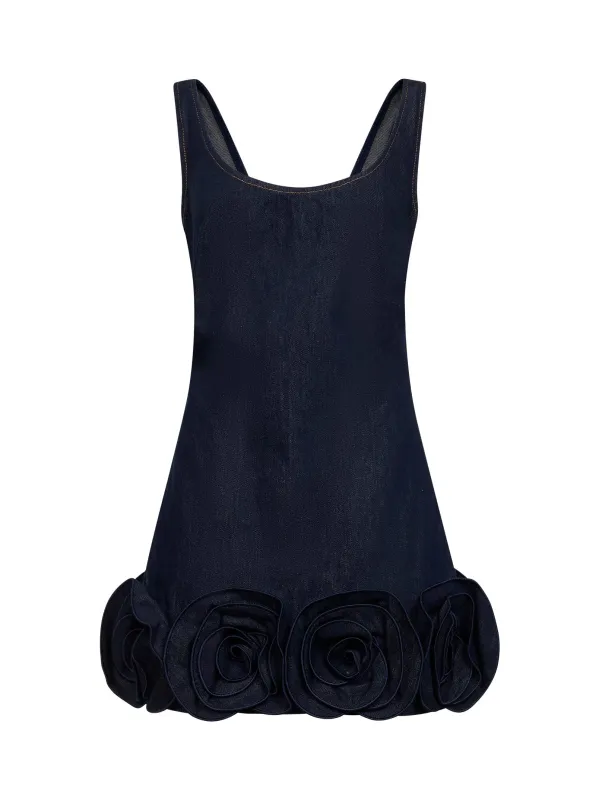 Blue Denim 3D Flowers Mini Dress made by Self-Portrait