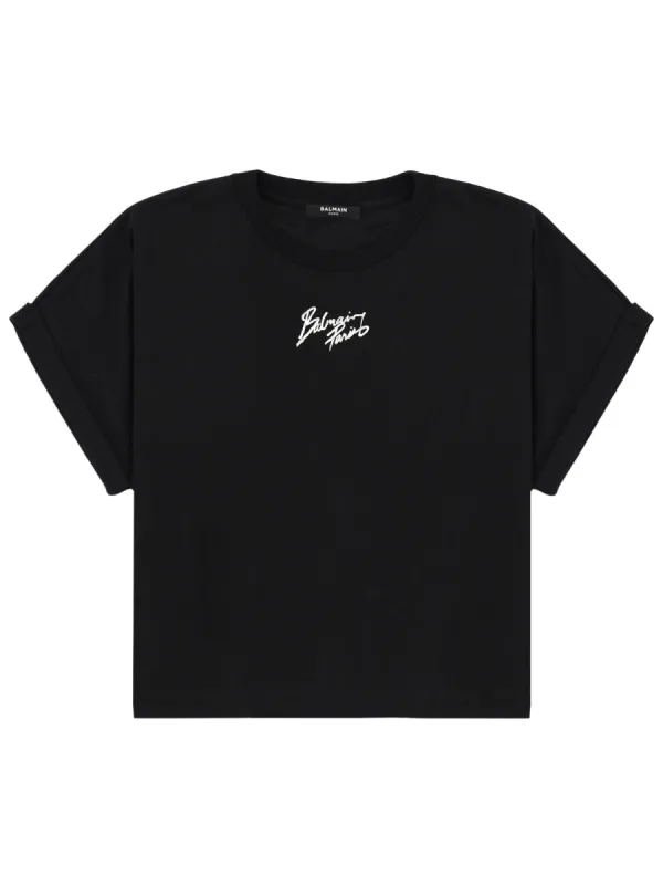 Cropped T-Shirt with Logo made by Balmain