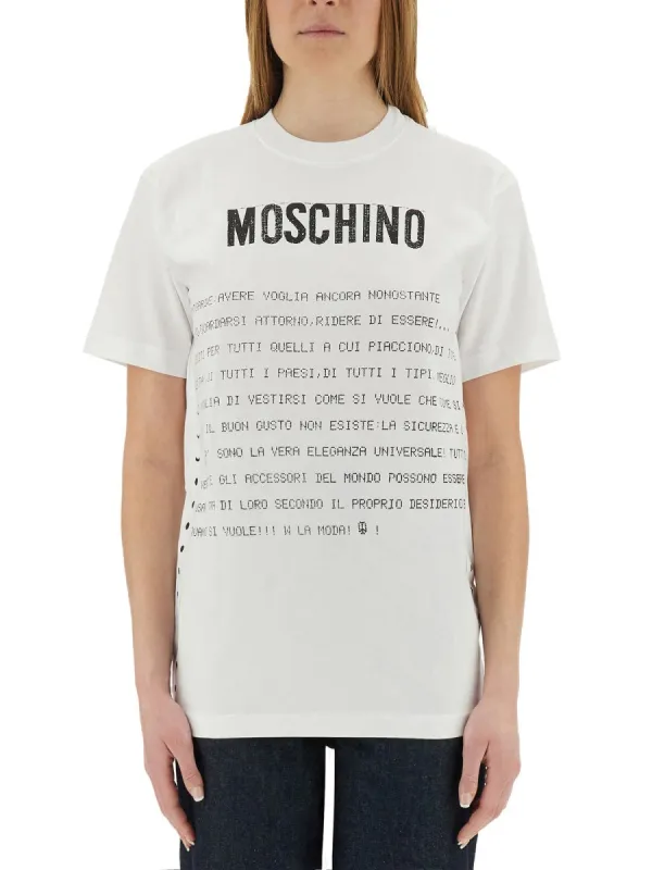 White T-Shirt with Print made by Moschino