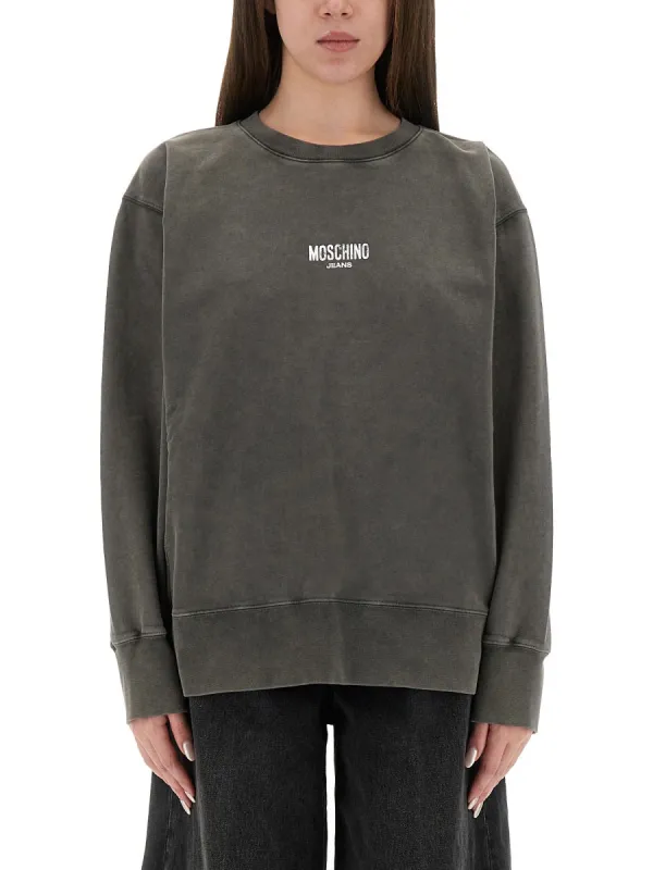 Grey Logo Sweatshirt made by Moschino