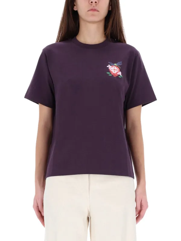 Purple T-Shirt with Print made by Casablanca